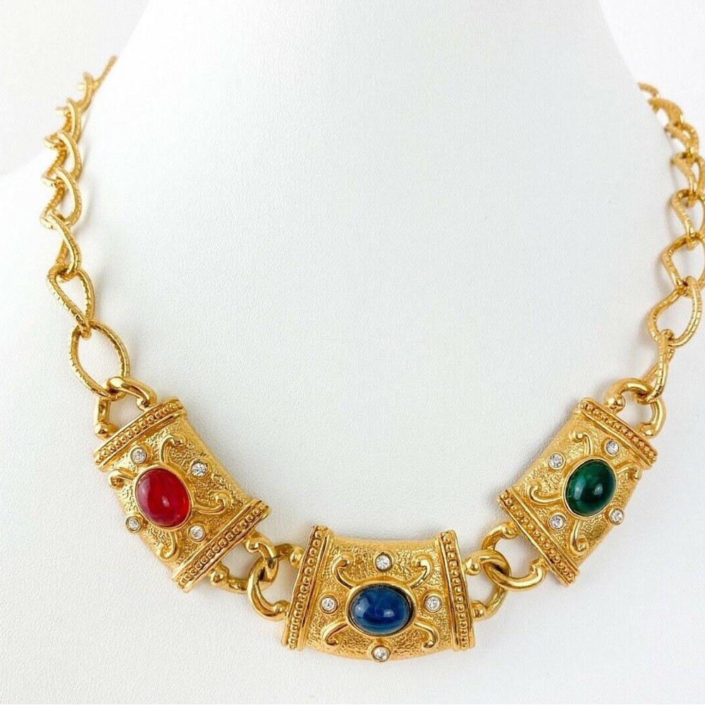 Vintage Avon Necklace, and two sets of earrings. Gold Tone